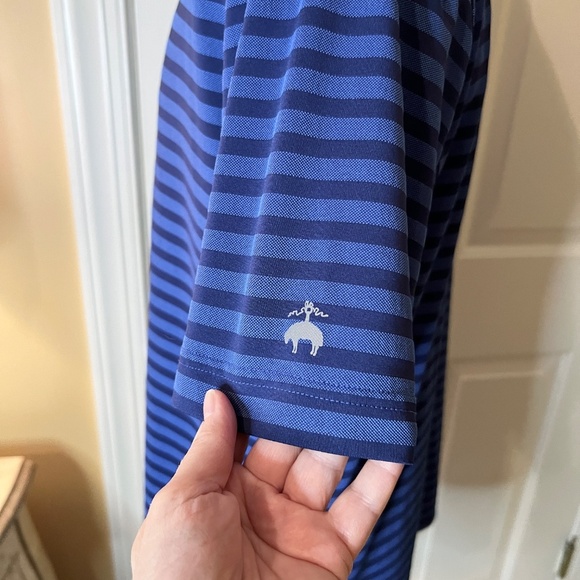 NWOT Men's Brooks Brothers Performance Style Blue Stripe Polo Shirt Size LARGE - Picture 3 of 3
